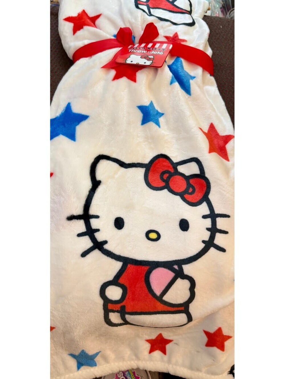 Hello Kitty Patriotic Stars Throw Blanket 60x70 Sanrio 4th of July Red Blue NEW